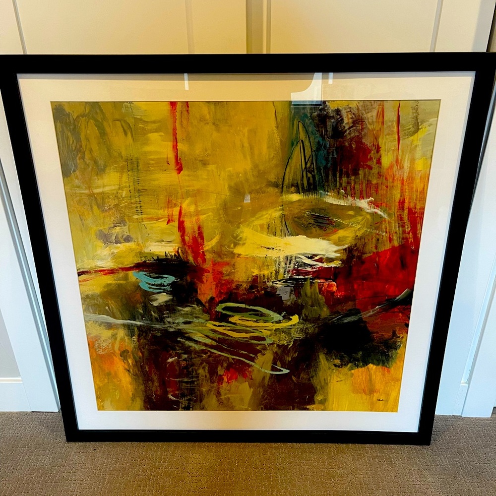 42”x42” Abstract Print by Z Gallerie.  Framed in glass.